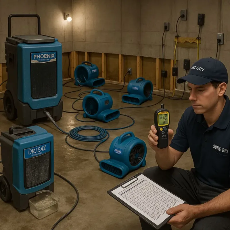 Structural Drying and Dehumidification process in Rosaryville, MD